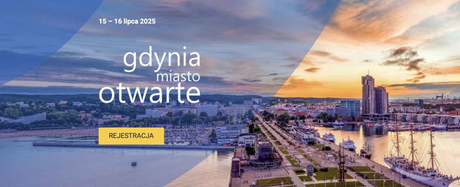 Na zdjęciu Gdynia i napis Gdynia miasto otwarte